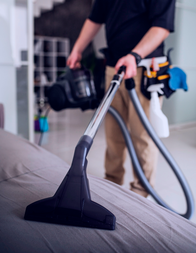 man doing professional home cleaning service